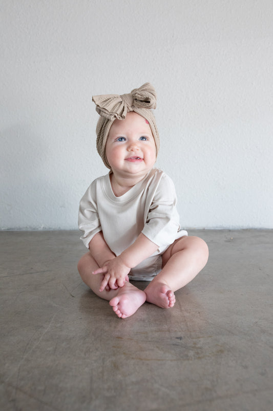 Oversized Tee Bubble Romper - Moonbeam