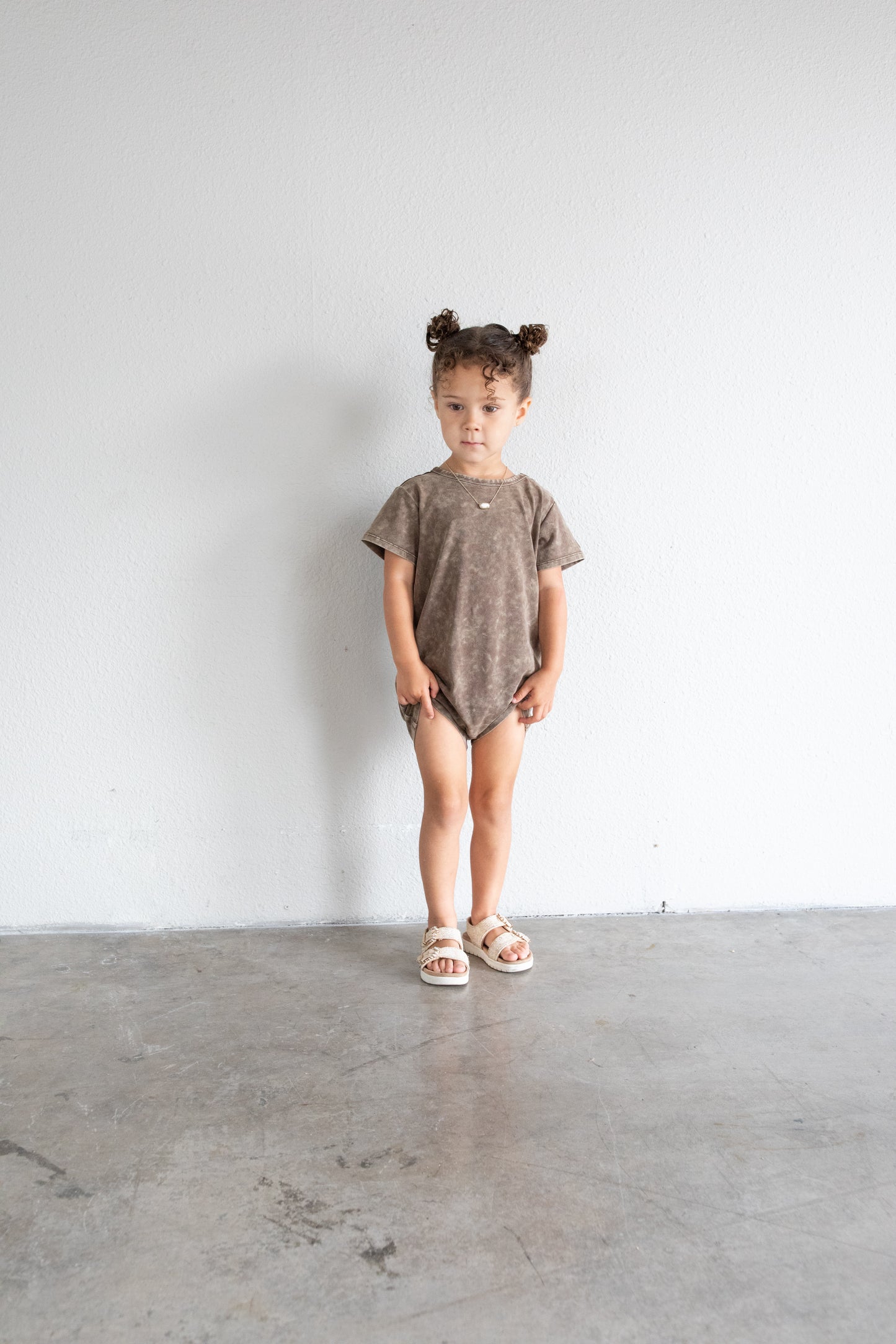 Acid Wash Romper - Dark Earth