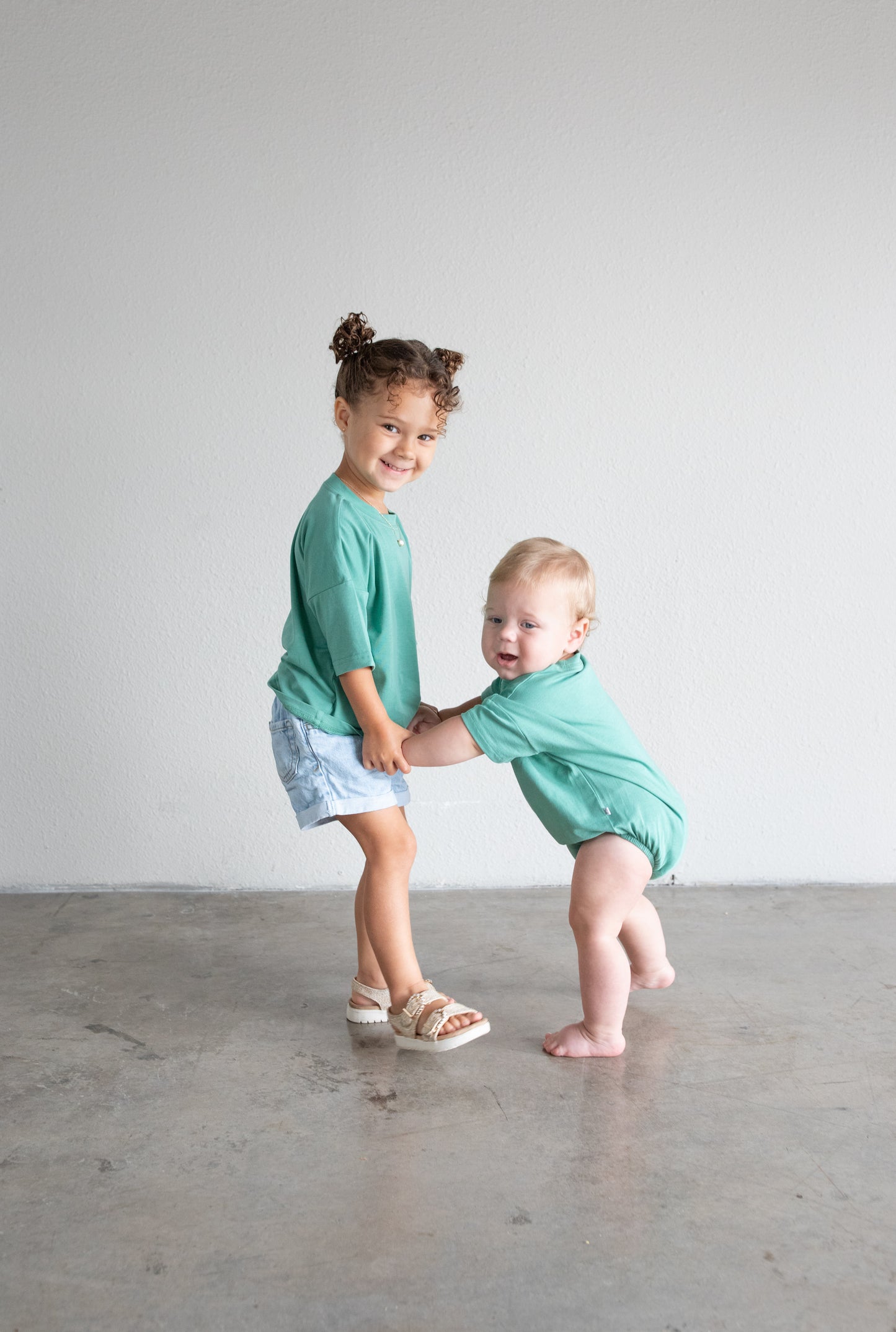 Oversized Tee Bubble Romper - Feldspar