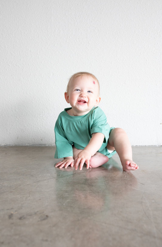 Oversized Tee Bubble Romper - Feldspar
