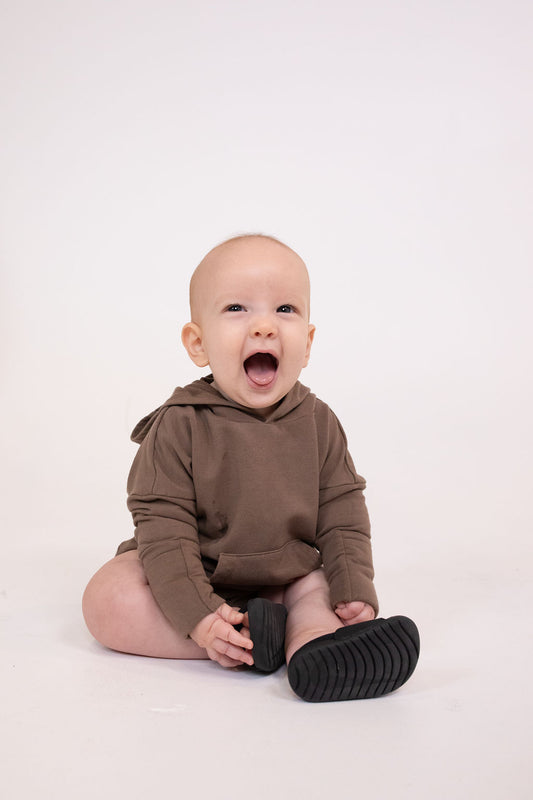 Hooded Bubble Romper - Coffee