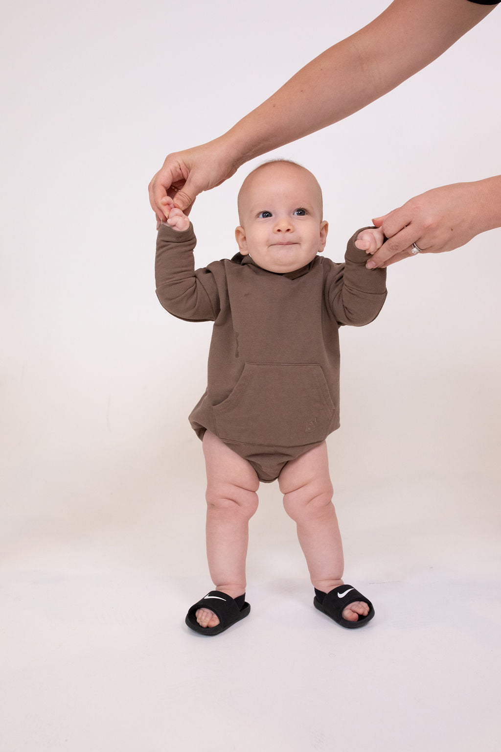 Hooded Bubble Romper - Coffee
