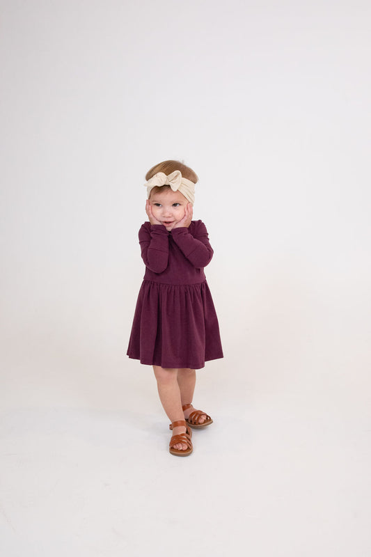 Long Sleeve Onesie Dress - Italian Plum