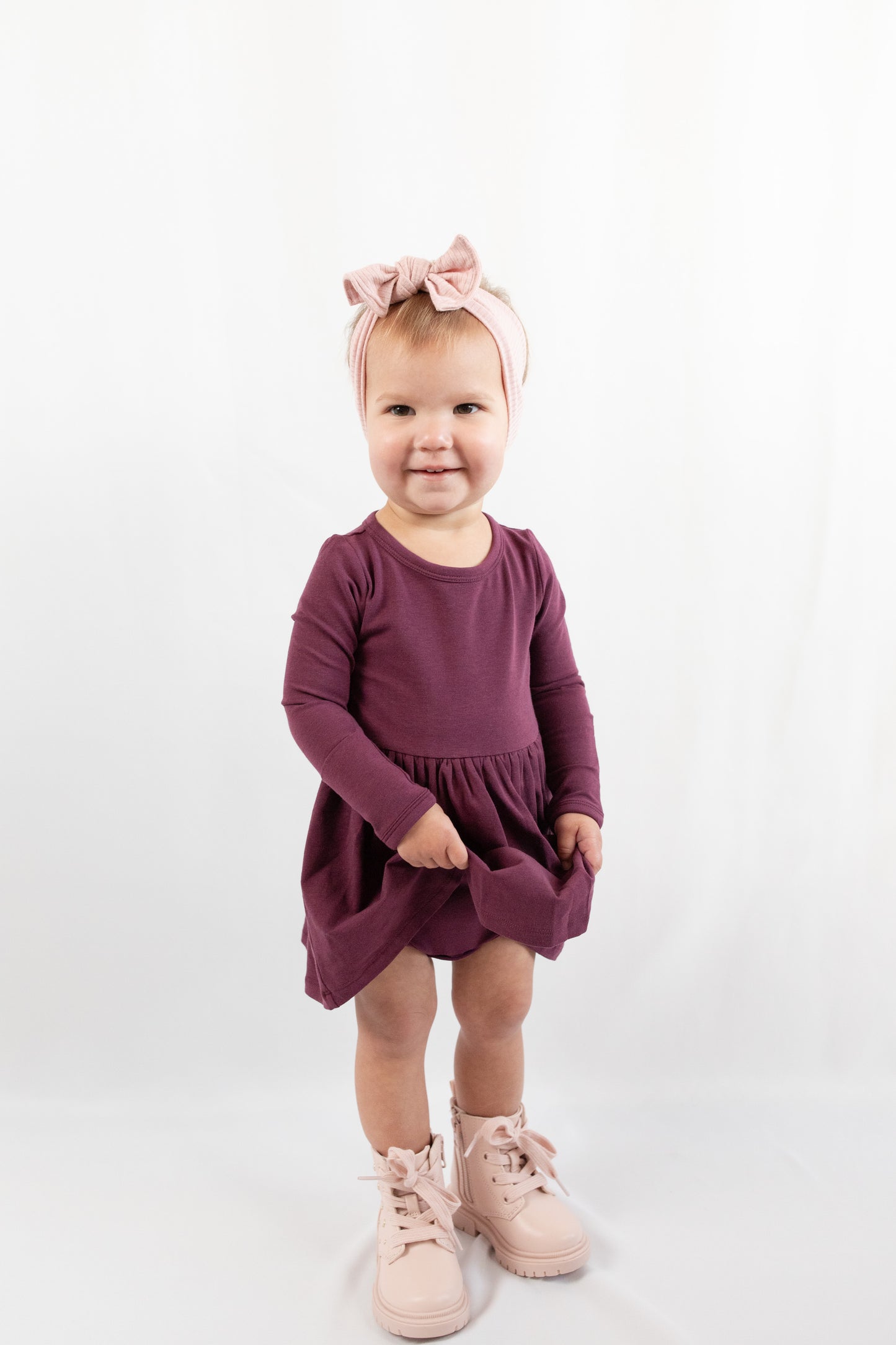 Long Sleeve Onesie Dress - Italian Plum