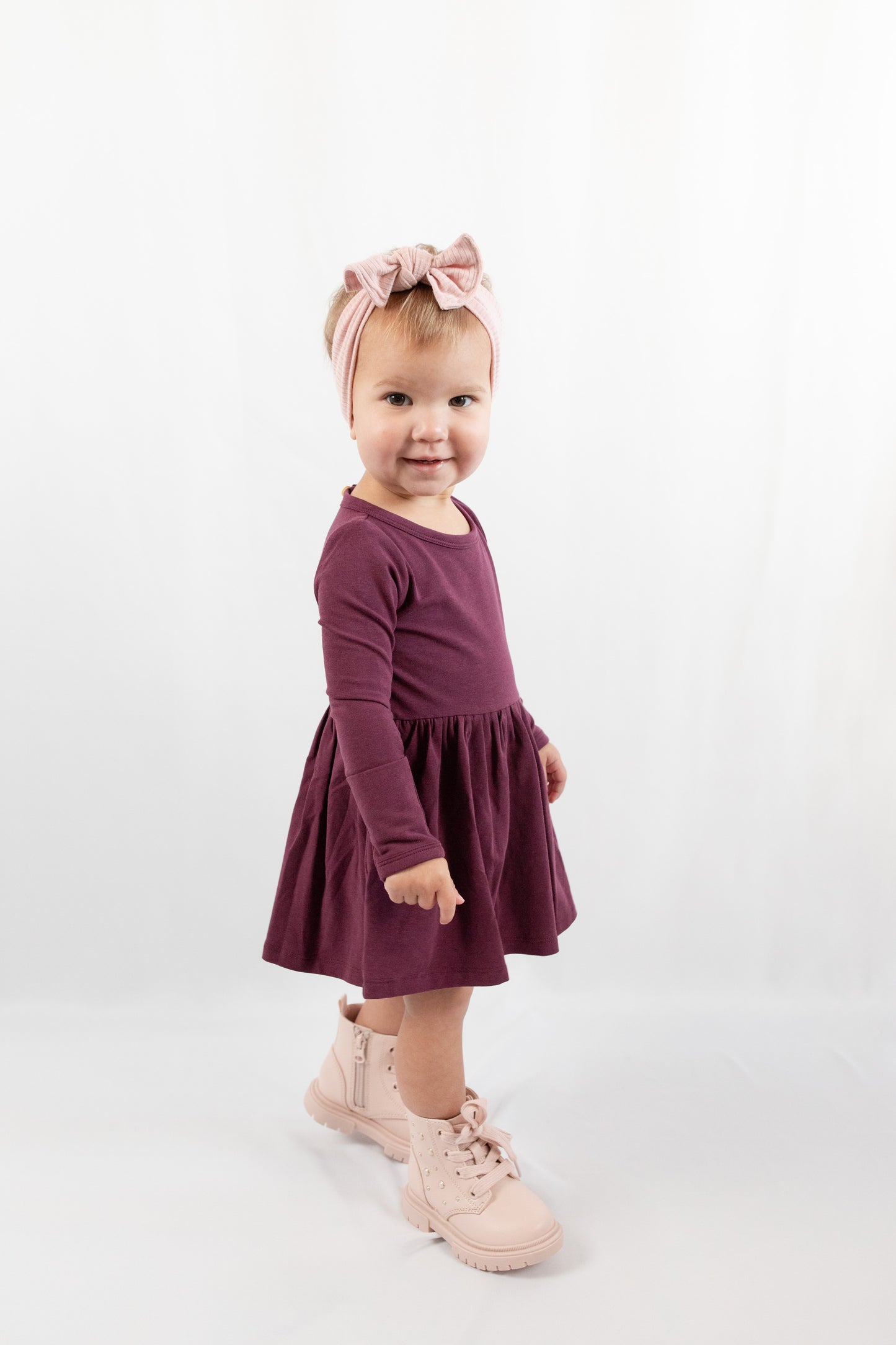 Long Sleeve Onesie Dress - Italian Plum