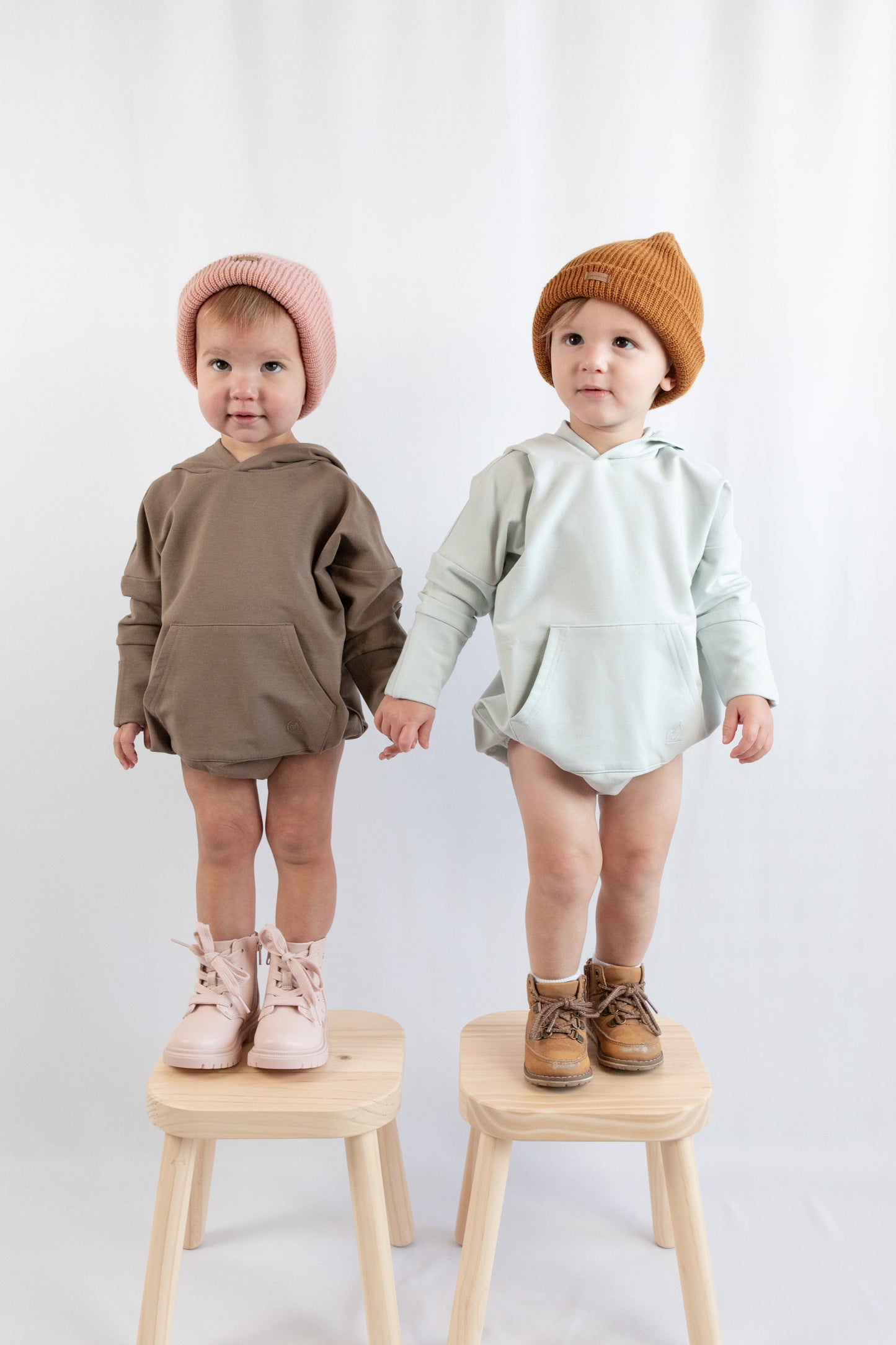 Hooded Bubble Romper - Coffee