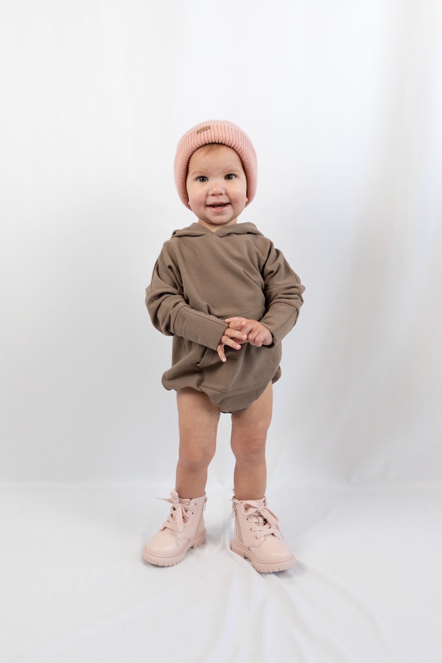 Hooded Bubble Romper - Coffee