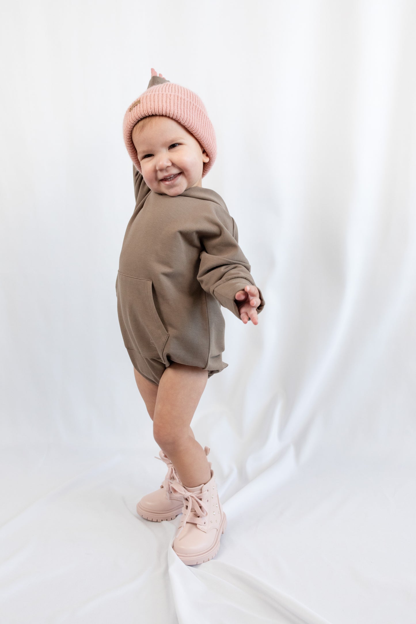 Hooded Bubble Romper - Coffee