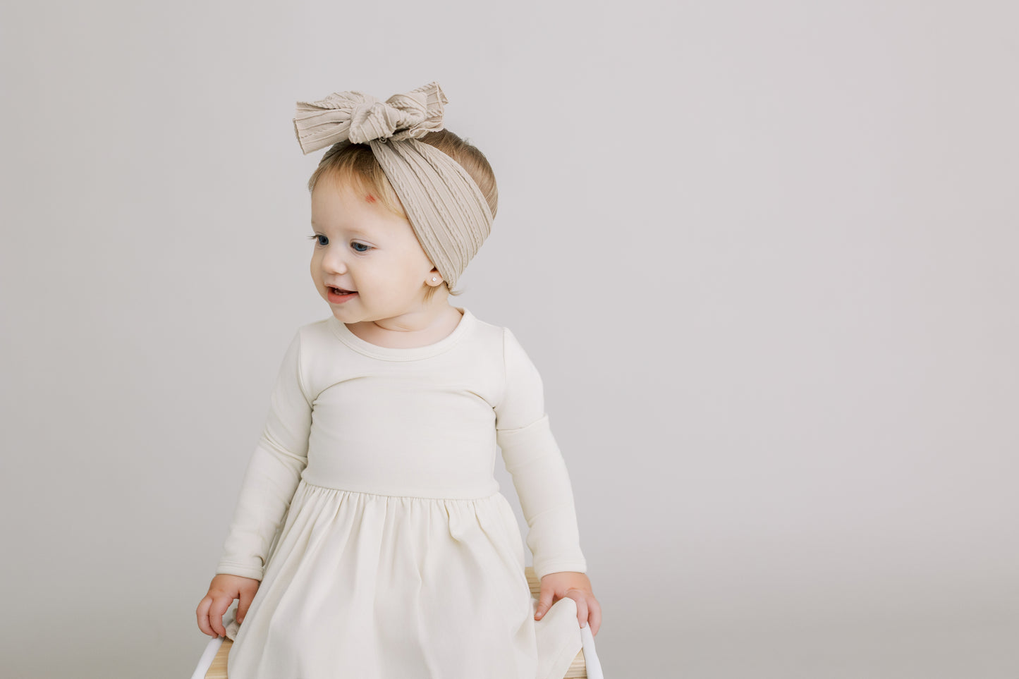 Long Sleeve Onesie Dress - Almond Milk