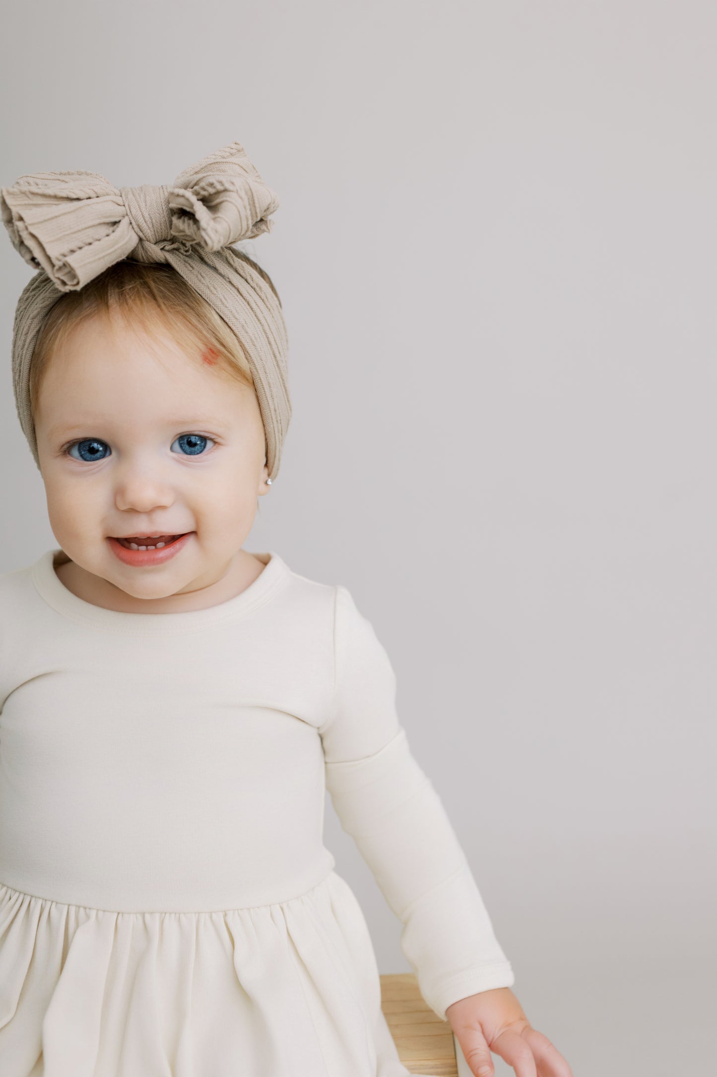 Long Sleeve Onesie Dress - Almond Milk