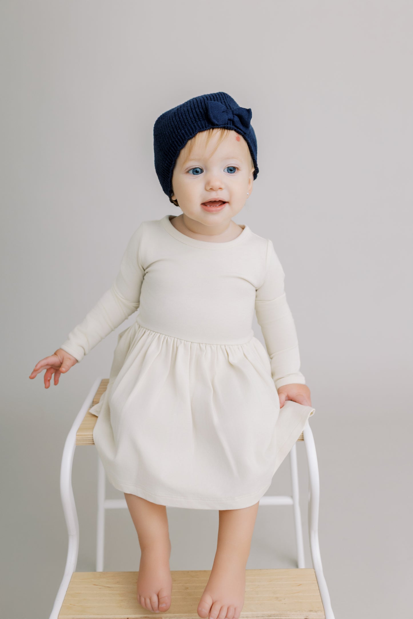 Long Sleeve Onesie Dress - Almond Milk