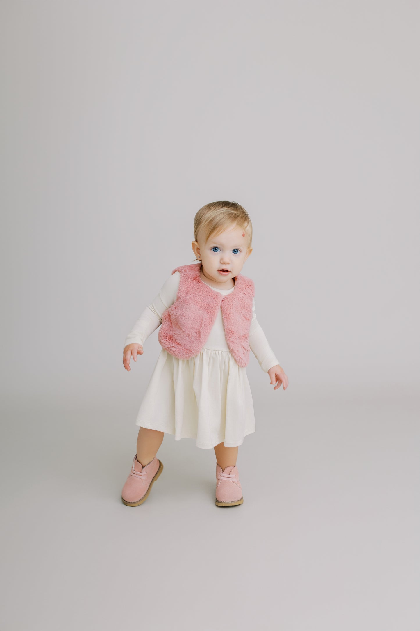 Long Sleeve Onesie Dress - Almond Milk