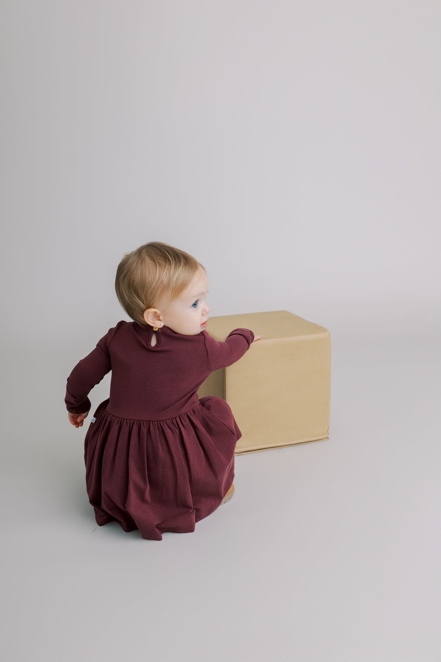 Long Sleeve Onesie Dress - Italian Plum