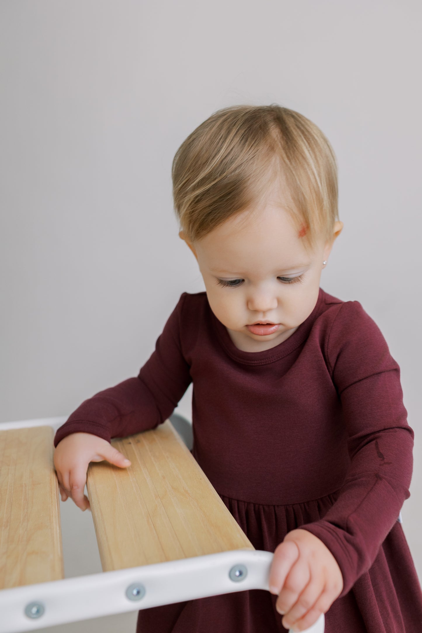 Long Sleeve Onesie Dress - Italian Plum