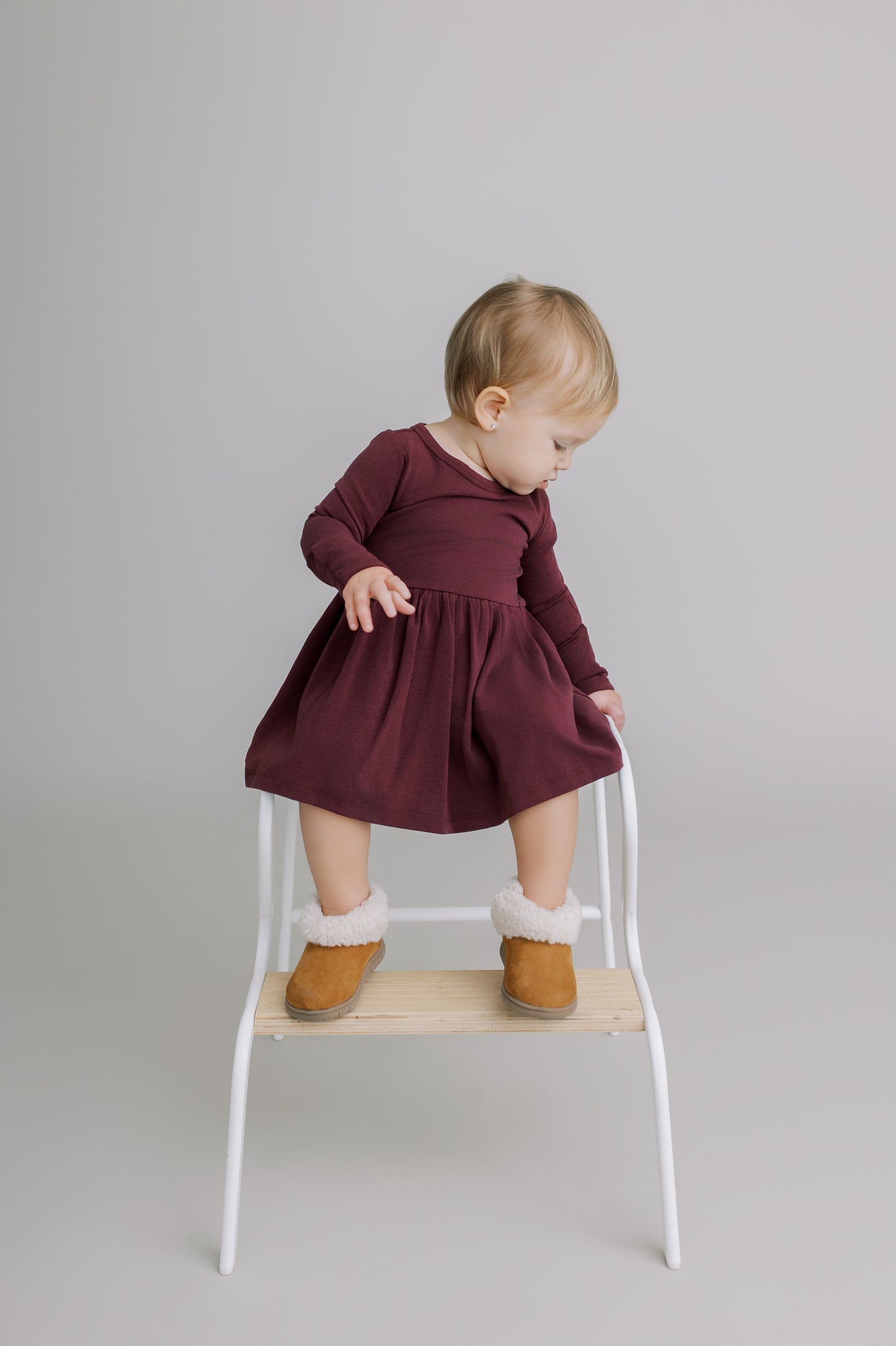 Long Sleeve Onesie Dress - Italian Plum