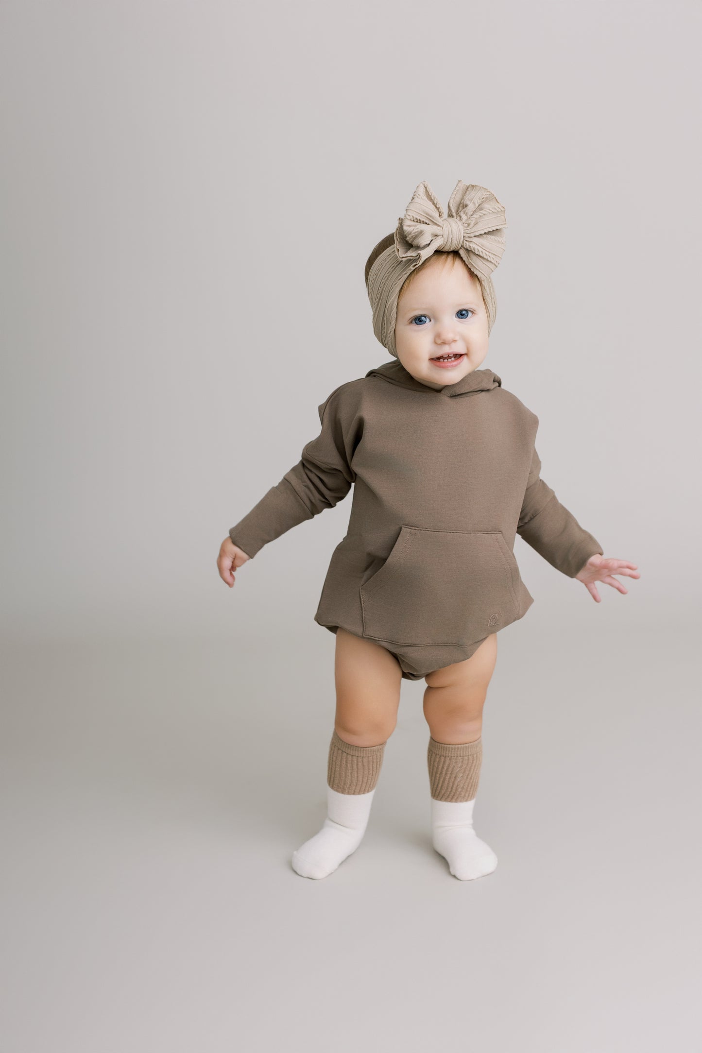 Hooded Bubble Romper - Coffee