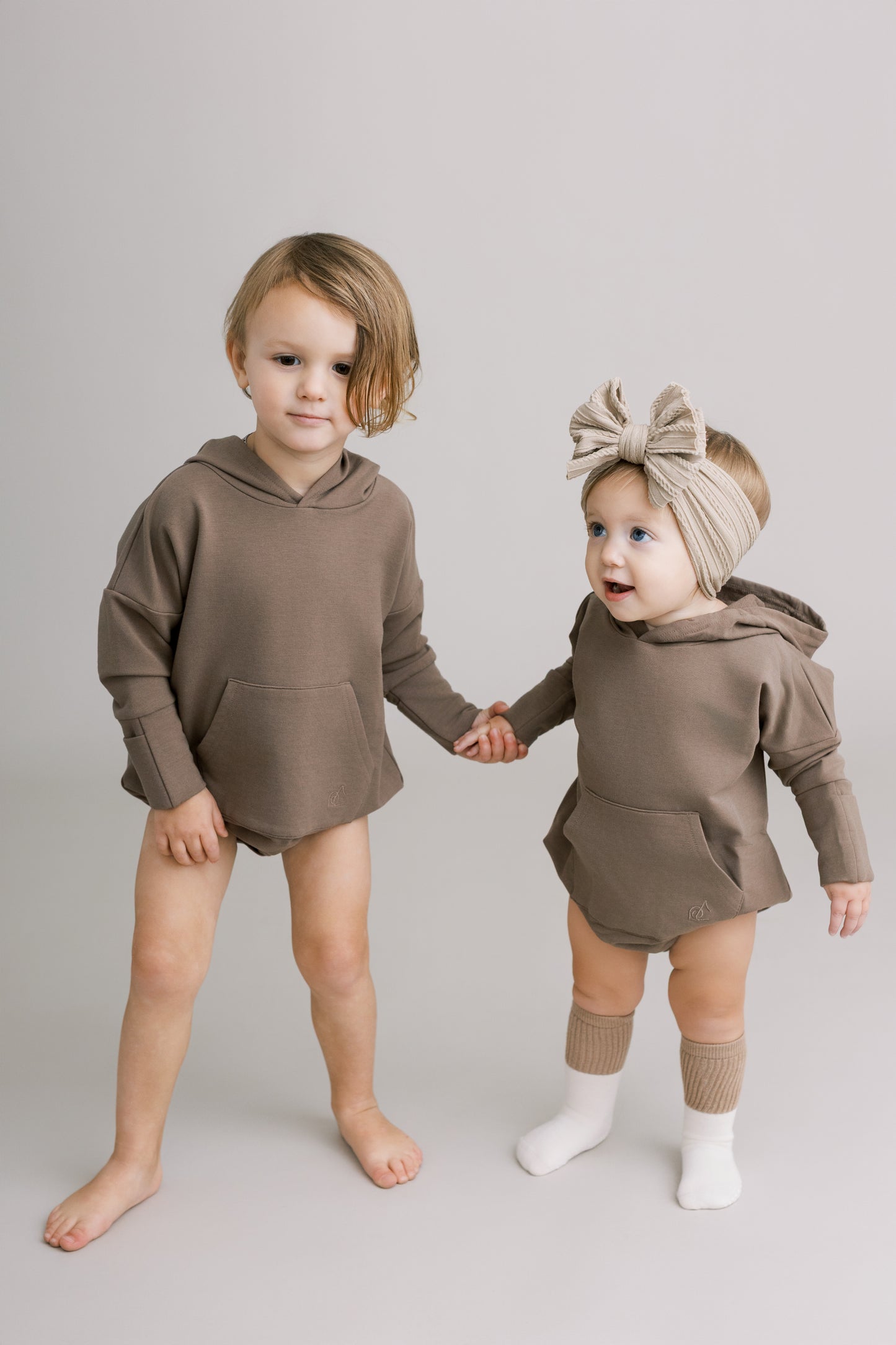 Hooded Bubble Romper - Coffee