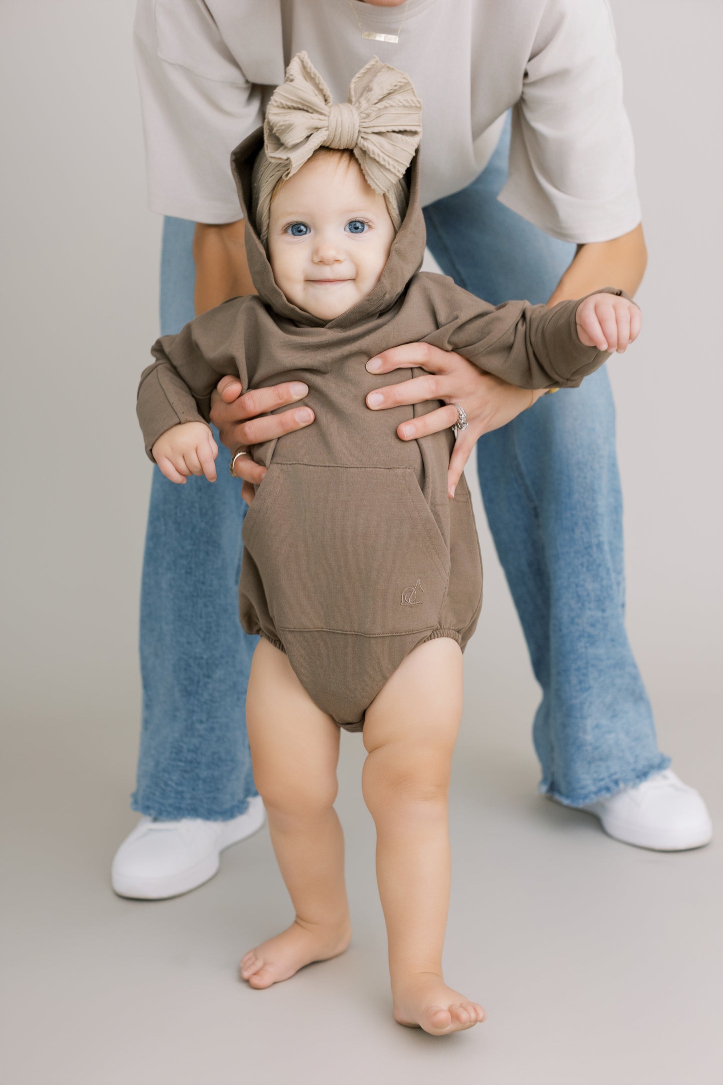 Hooded Bubble Romper - Coffee