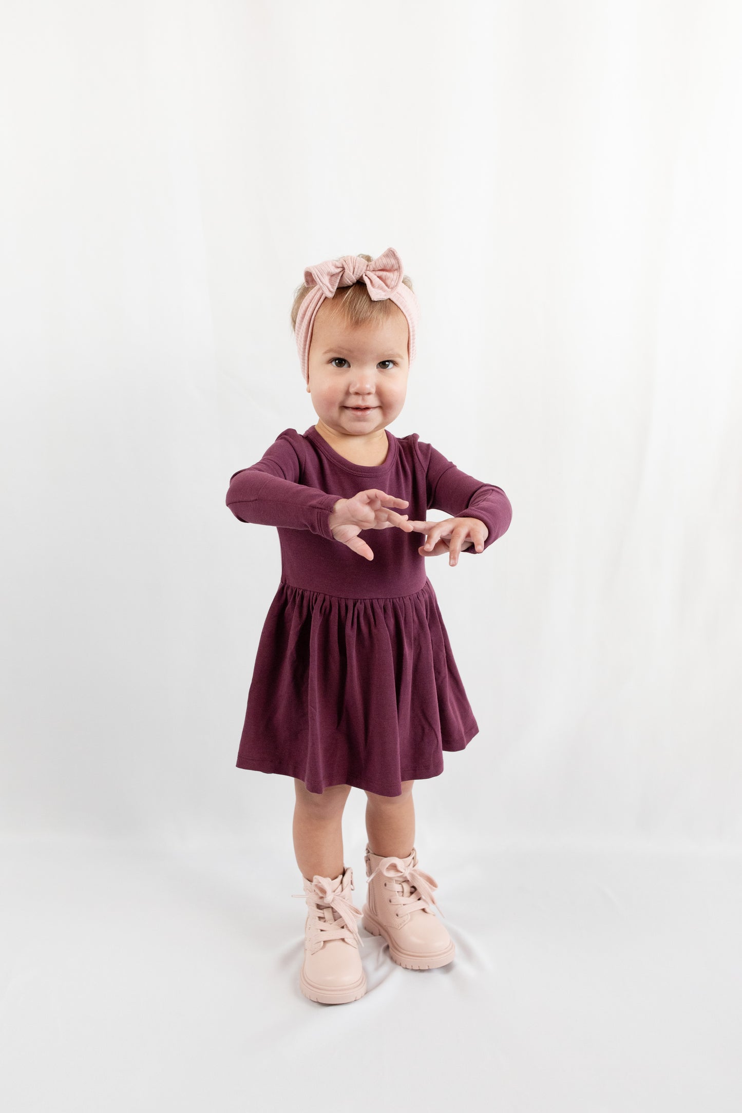 Long Sleeve Onesie Dress - Italian Plum