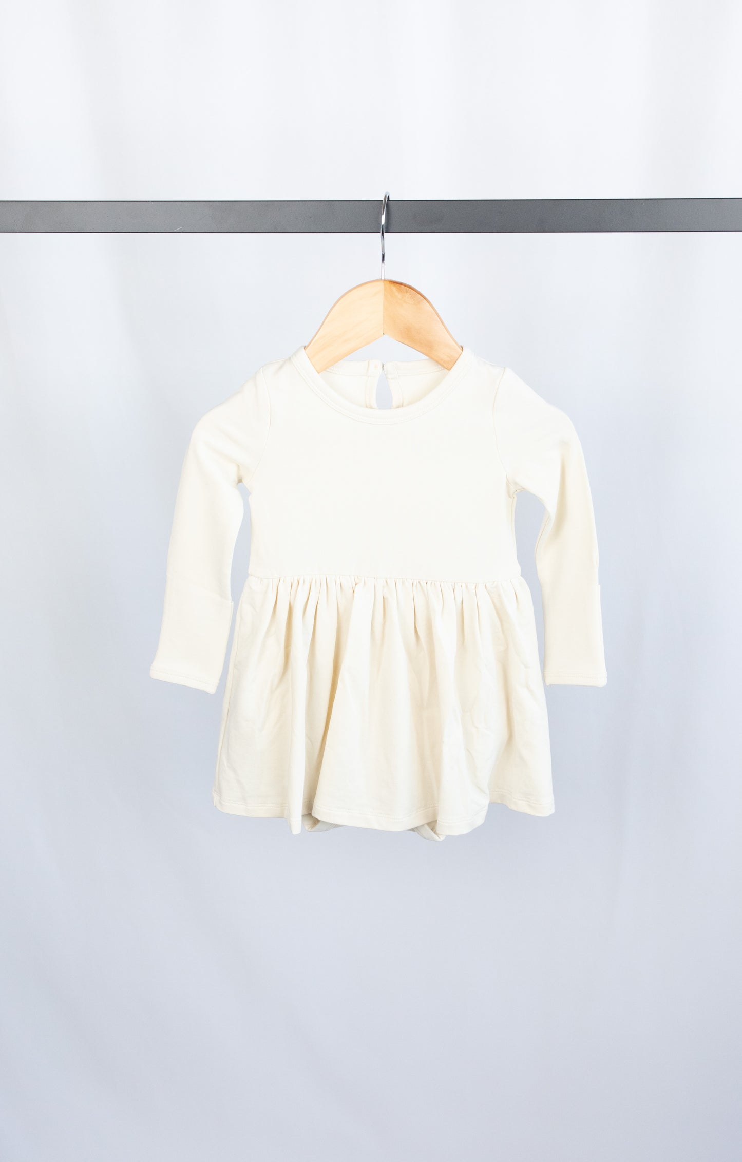 Long Sleeve Onesie Dress - Almond Milk