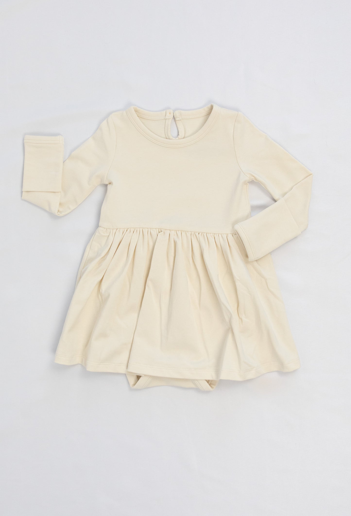Long Sleeve Onesie Dress - Almond Milk