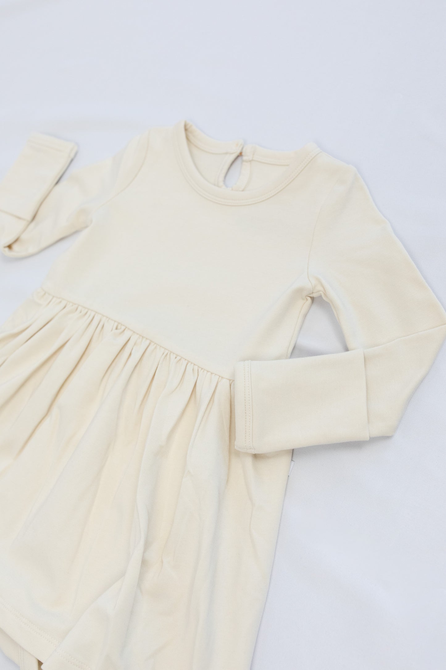 Long Sleeve Onesie Dress - Almond Milk