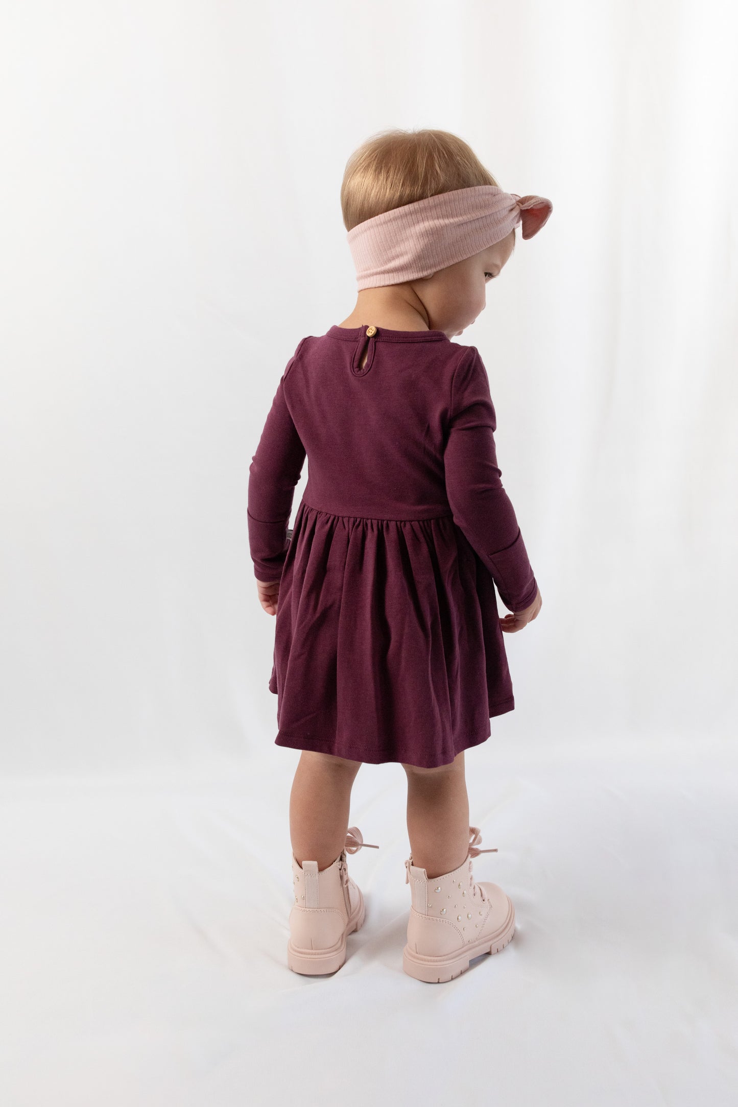Long Sleeve Onesie Dress - Italian Plum